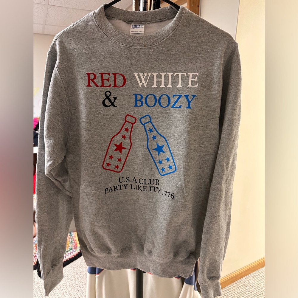RED, WHITE, & BOOZY CREWNECK